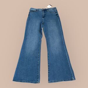 LC Lauren Conrad Flare Jeans Women's 12 Blue Stretch Super High-Rise Relaxed Fit